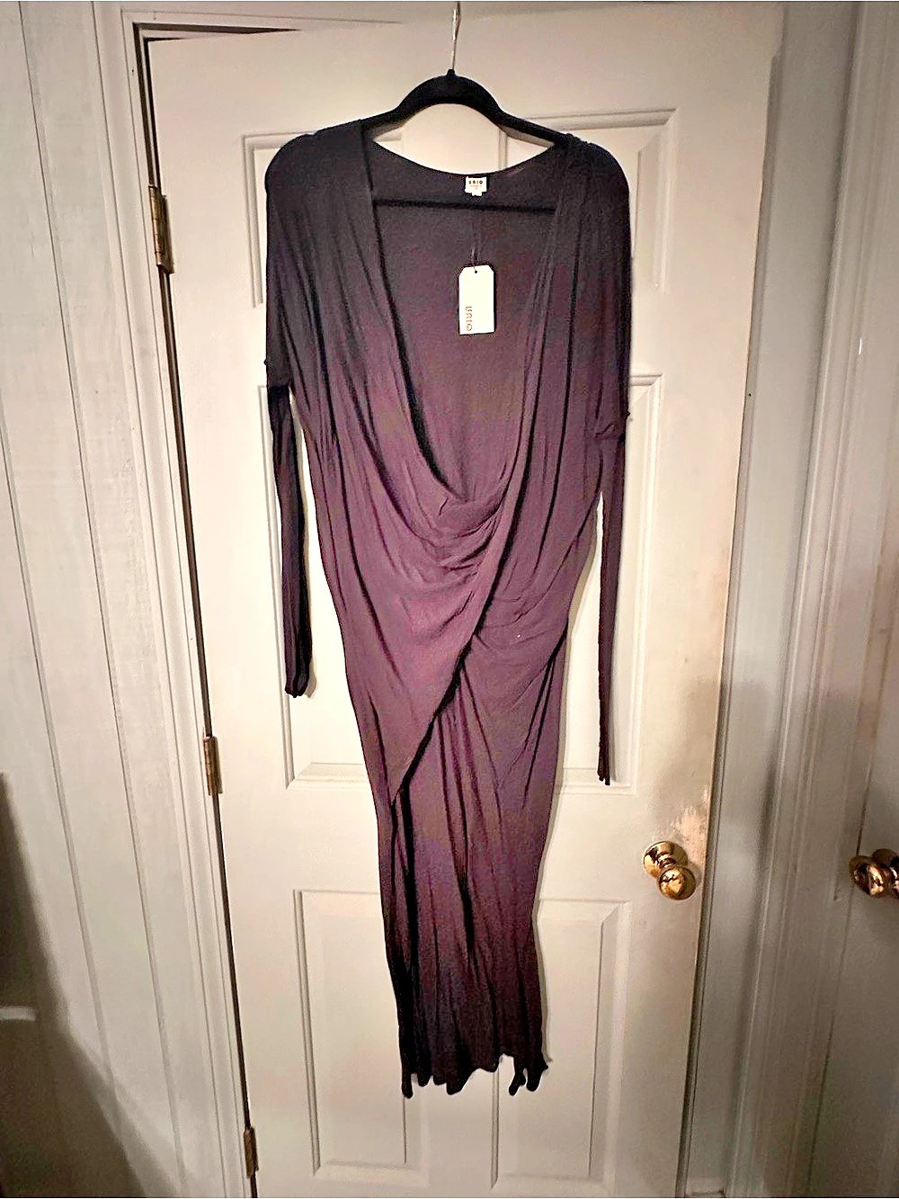 Uniq Draped Long Sleeve Hi low Sweater in Black NWT